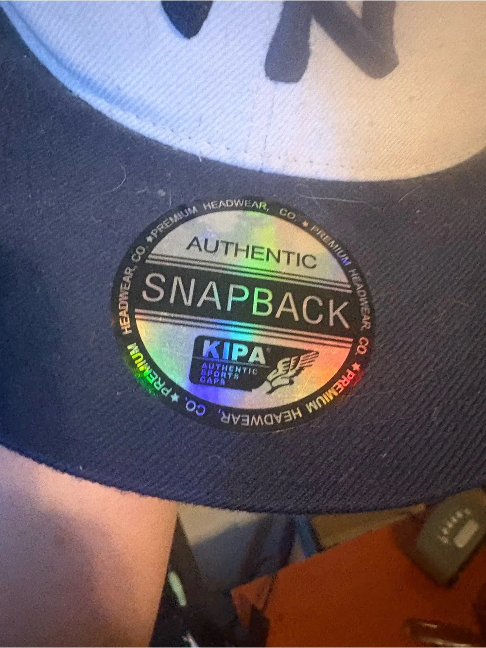 Authentic Snapback Hat with KIPA Sticker - Navy and White